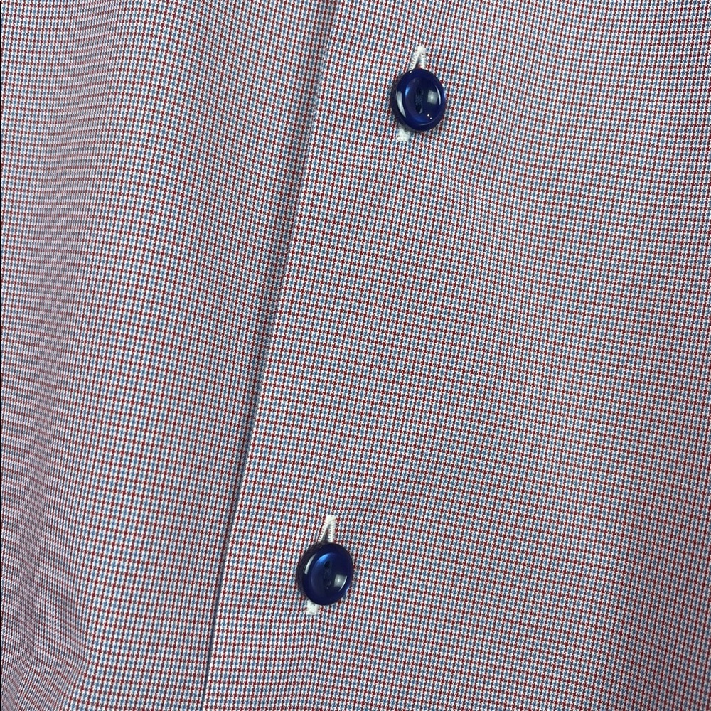 Eton Red Blue Checkered Button Down Dress Shirt Men's 40/15.75 - Picture 5 of 10